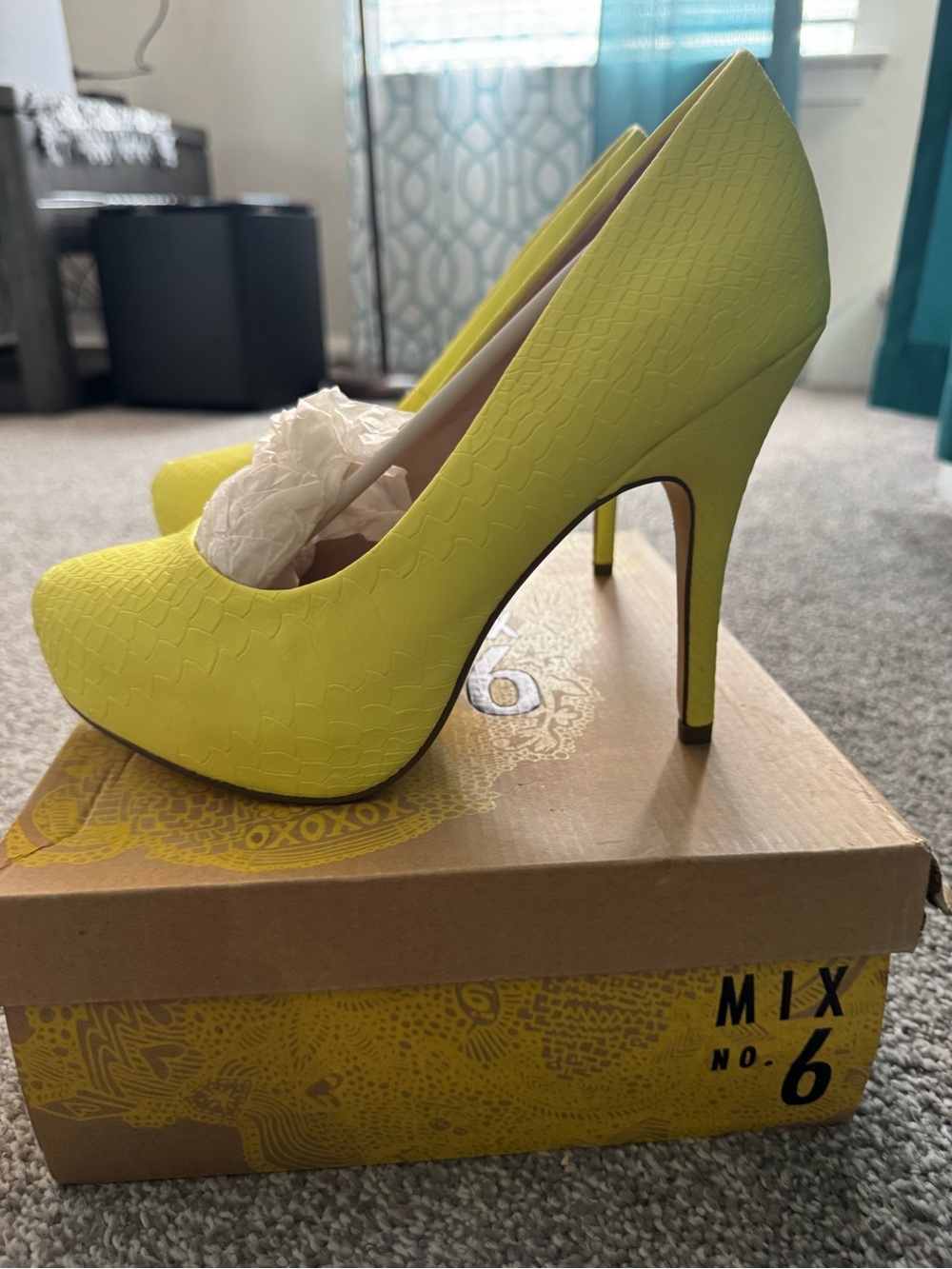 Mix No. 6 Neon Yellow Textured High Heel Pumps FINAL SALE!